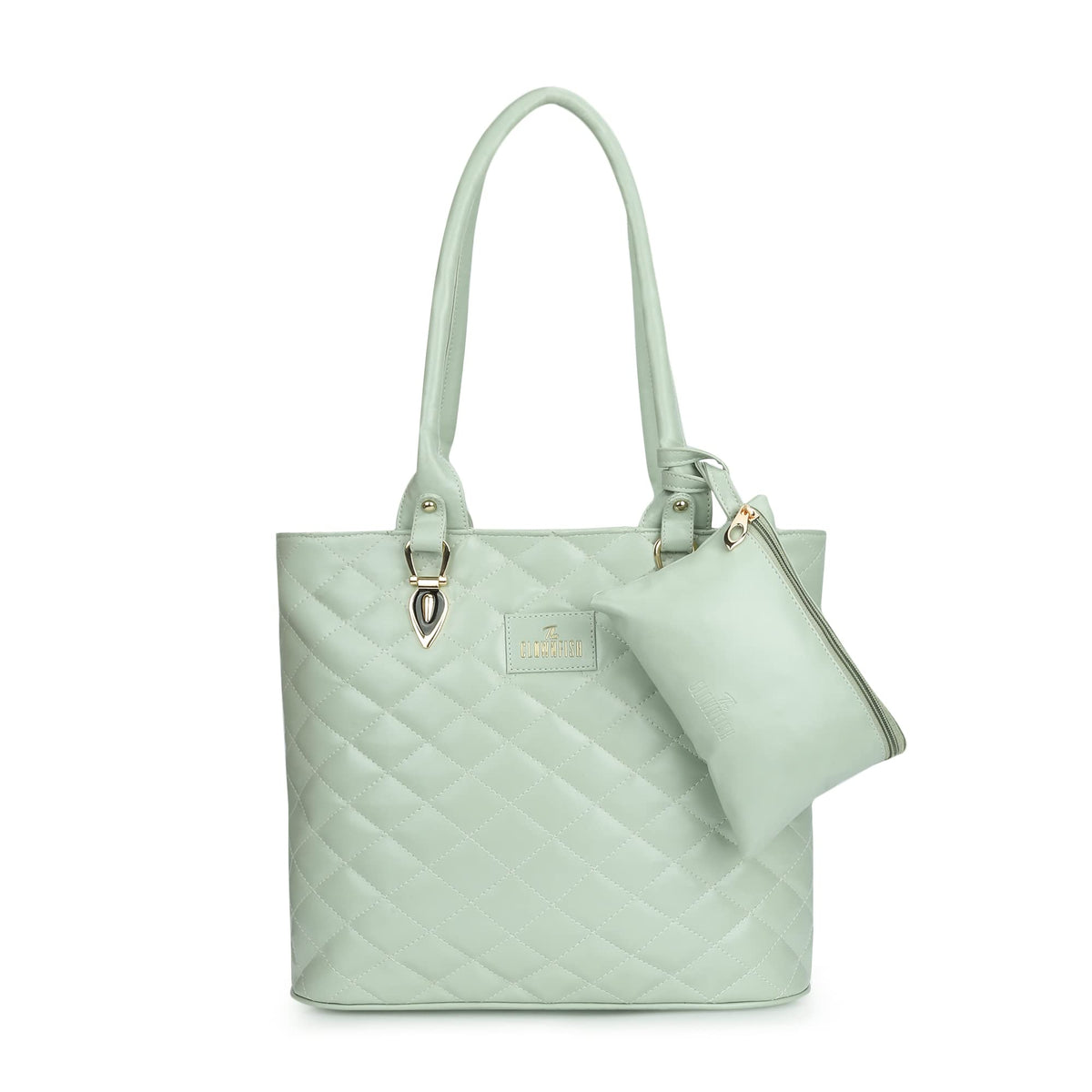 THE CLOWNFISH Siya Collection Faux Leather Handbag with Money/Mobile Pouch for Women Office Bag Ladies Shoulder Bag Tote For Women College Girls (Pistachio Green)