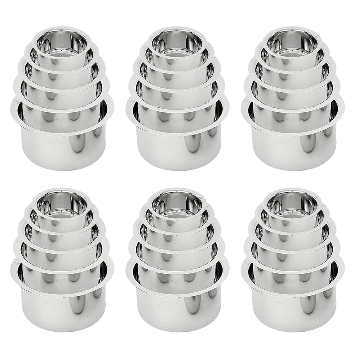 Kuber Industries Set of 5 Stainless Steel Tope Set (800ml, 1L, 1.4L, 1.9L and 2.4L) I Gas Stove and Induction Compatible I Triply Tope I Heavy Duty Gauge (Pack Of 6)