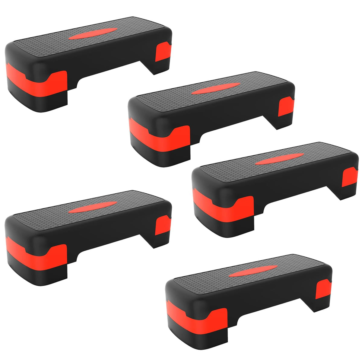 Kuber Industries Adjustable Aerobic Stepper For Gym, Yoga, Home-Pack of 5 (Black & Red)