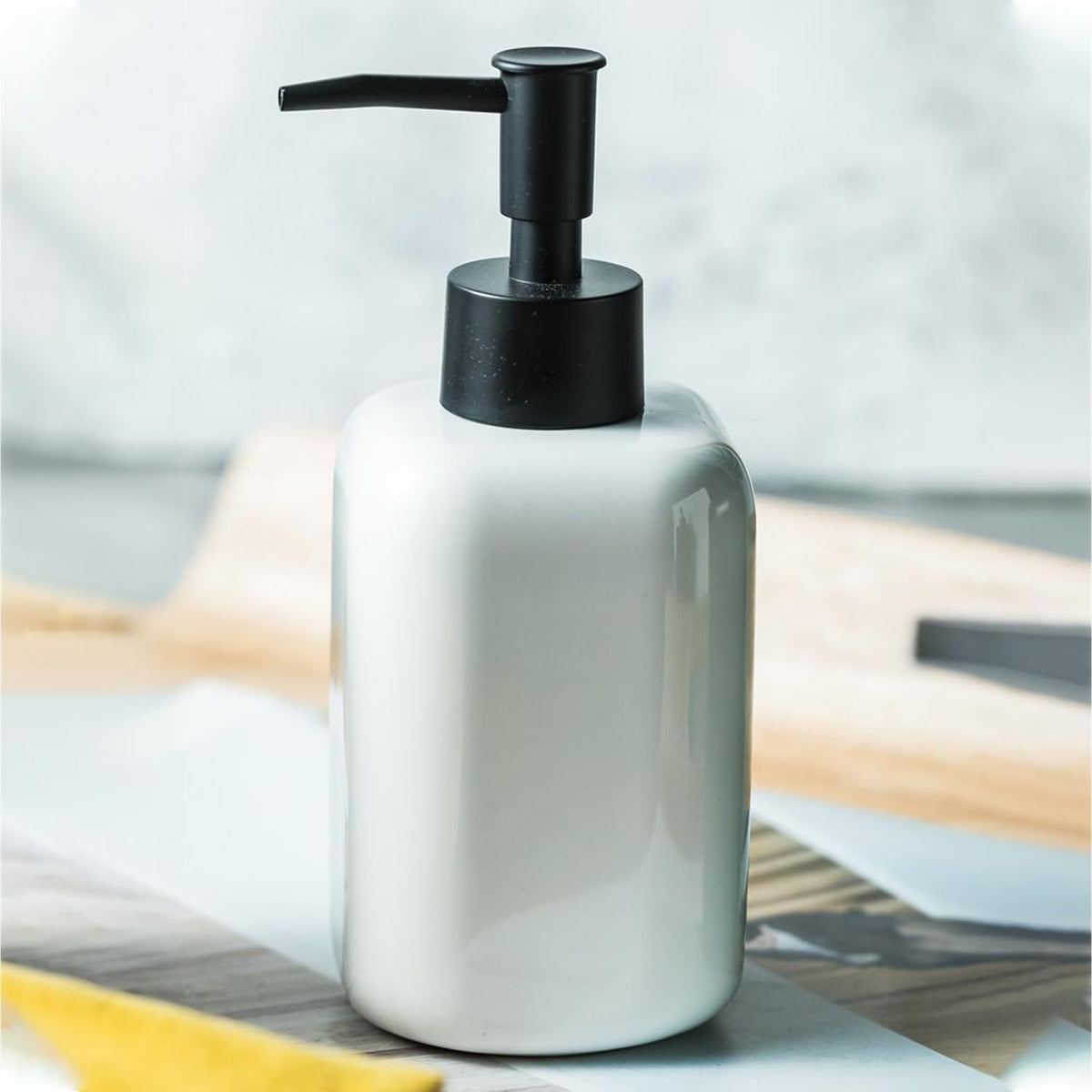 Homestic Liquid Soap Dispenser | Handwash Soap Dispenser | Soap Dispenser for Wash Basin | Shampoo Dispenser Bottle | Bathroom Dispenser Bottle | 300 ML | White