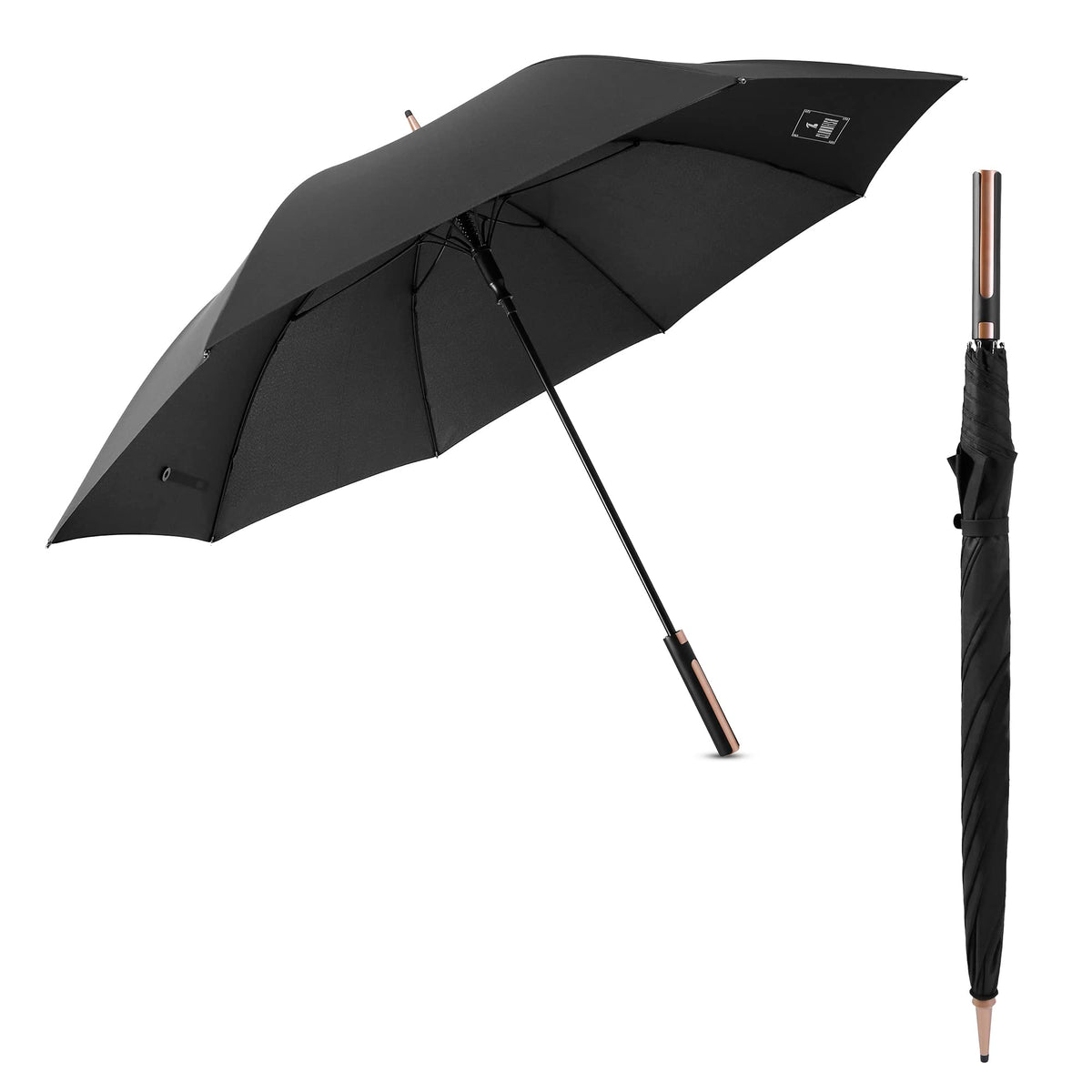 STRAUSS THE CLOWNFISH Umbrella Brianna Series Single Fold Auto Open Straight Handle Waterproof Pongee Umbrellas For Men and Women (Black)