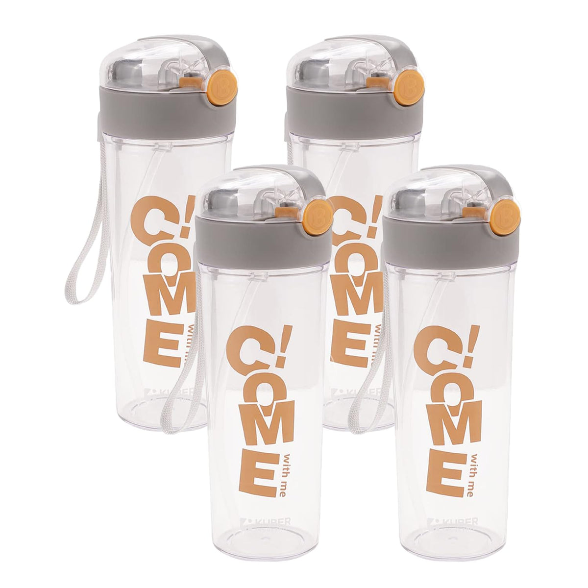 Kuber Industries Water Bottle for Kids | Printed Designs for Kids | Plastic Sipper Bottle for Kids | Food Grade Plastic|One Click Open Flip Lid | Transparent, Leak Proof, BPA Free | 420 ml (Pack Of 6)