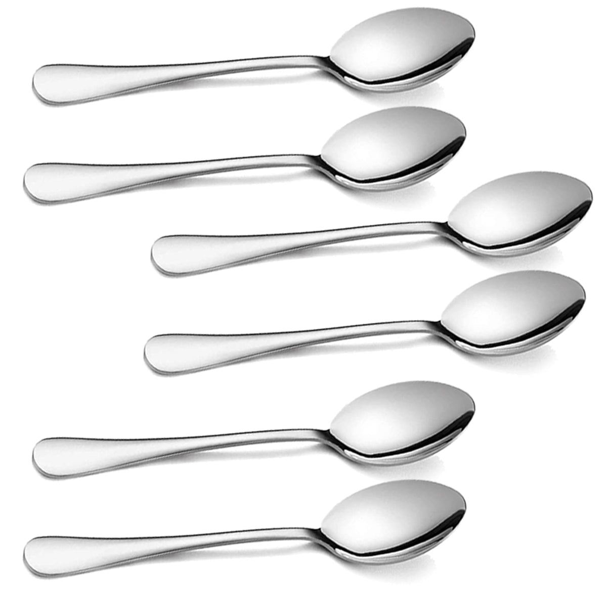 Kuber Industries 6 Pieces Stainless Steel Dinner Spoons, Extra-Fine Mercury Dessert Spoon for Home, Kitchen or Restaurant (Silver)-KUBMART15669