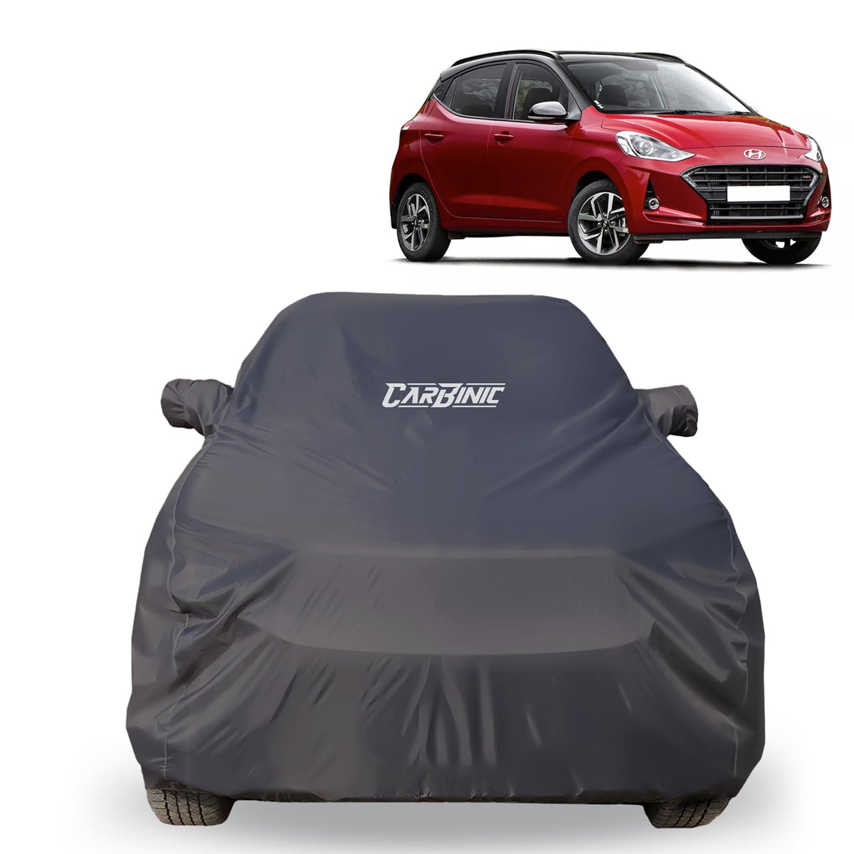 CARBINIC Car Body Cover for Hyundai Grand i10 NIOS 2019 | Water Resistant, UV Protection Car Cover | Scratchproof Body Shield | Dustproof All-Weather Cover | Mirror Pocket & Antenna | Car Accessories