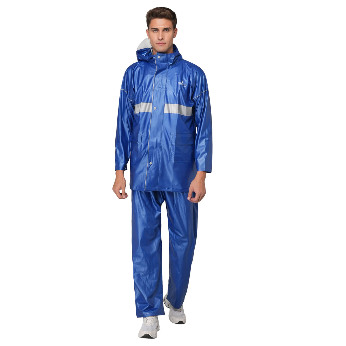 THE CLOWNFISH Rain Coat for Men Waterproof for Bike Raincoat for Men with Hood PVC Material. Set of Top and Bottom. Azure Pro Series (Sky Blue, XXX-Large)