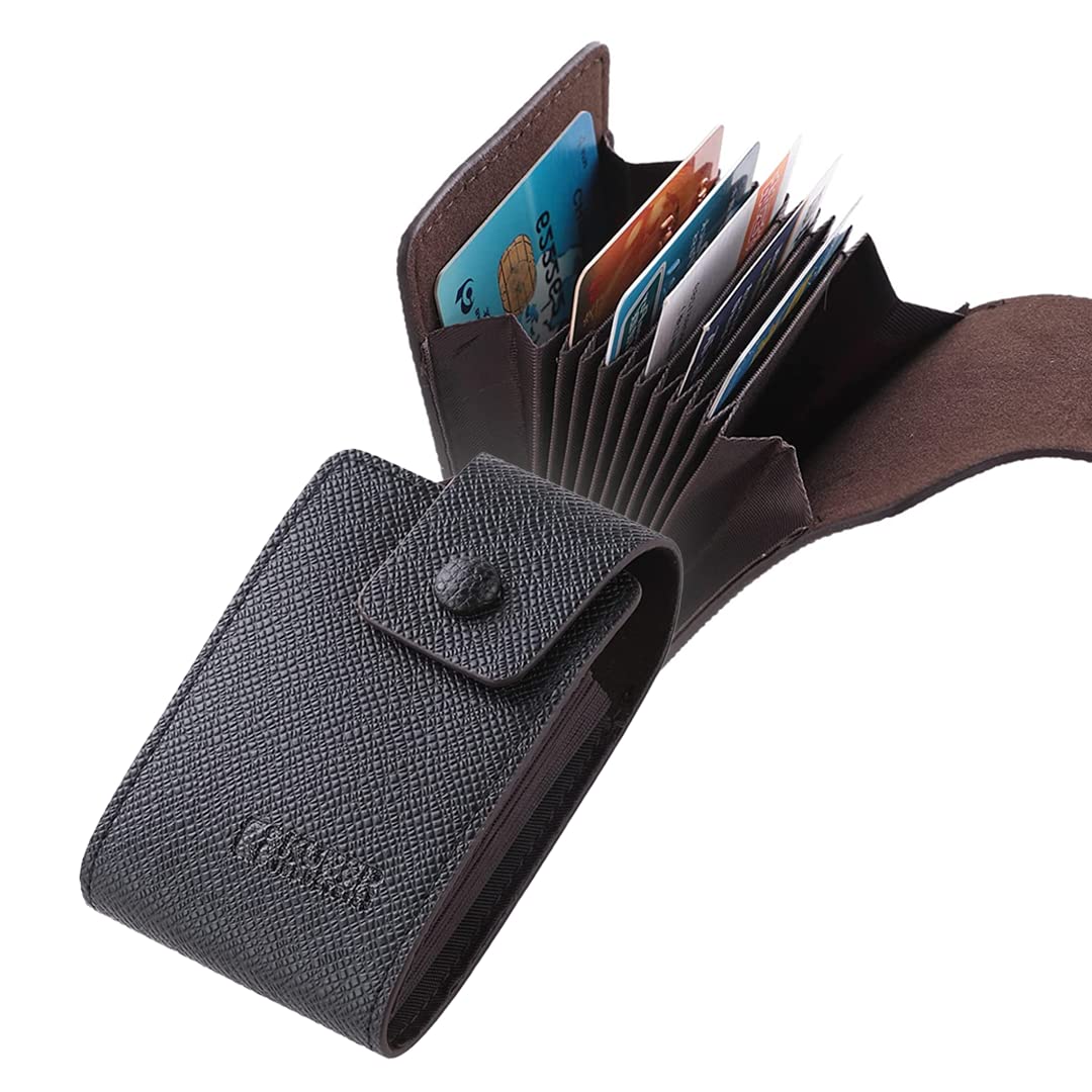 Kuber Industries Card Holder Wallet for Men Women|Debit Credit Card Holder|Wallet for Id, Visiting Card, Buisness Card|Button Closure|Black (Pack of 4)