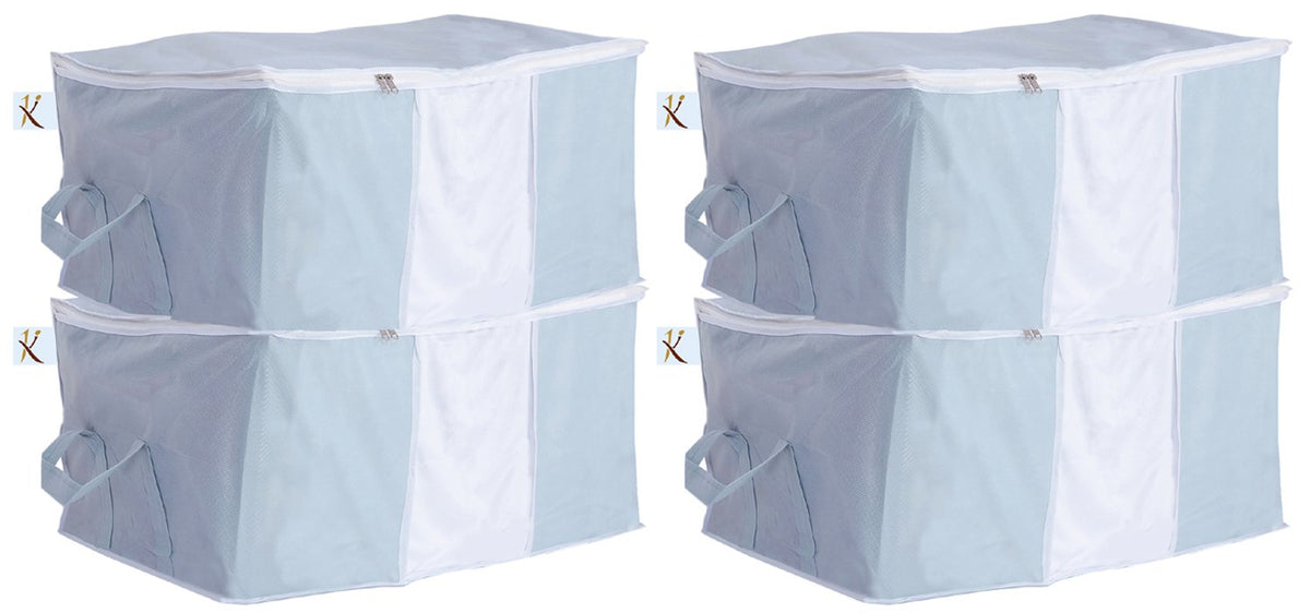 Kuber Industries 4 Piece Non Woven Underbed Storage Organiser Set (Grey)