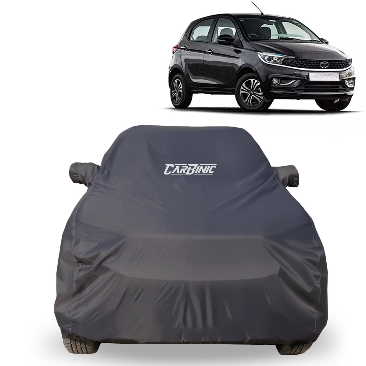 CARBINIC Car Body Cover for Maruti Celerio 2021 | Water Resistant, UV Protection Car Cover | Scratchproof Body Shield | All-Weather Cover | Mirror Pocket & Antenna | Car Accessories Dusk Grey