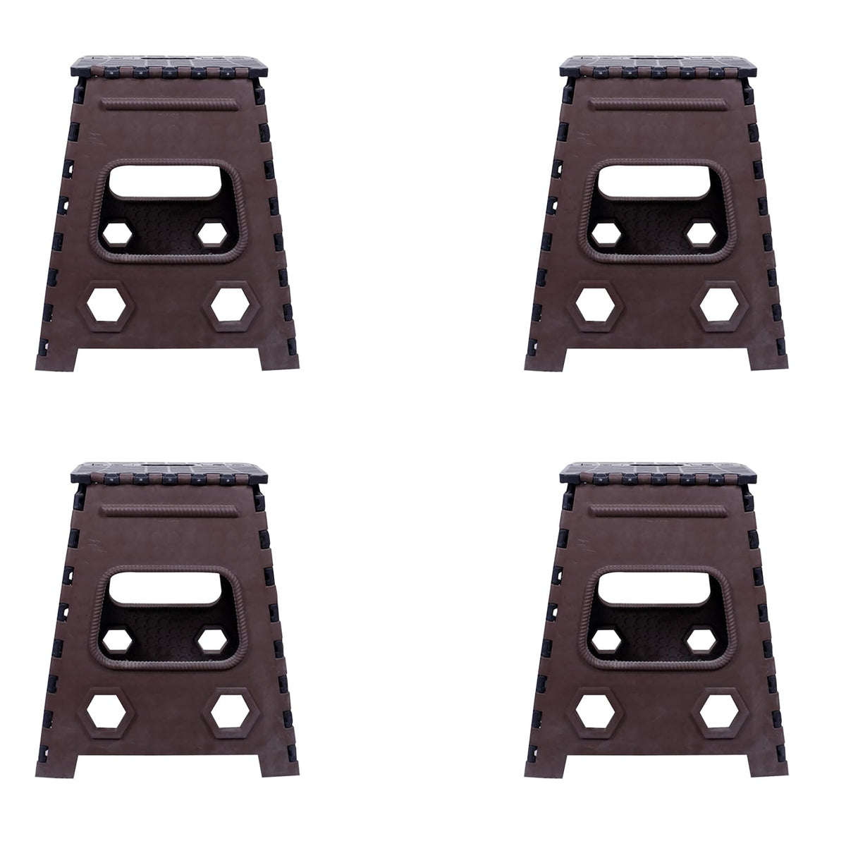 Kuber Industries 18 Inch Foldable Stool for Traveling|Heavy-Duty Step Stool for Adults|Perfect for Bathroom, Kitchen, Garden-Pack of 4 (Brown)