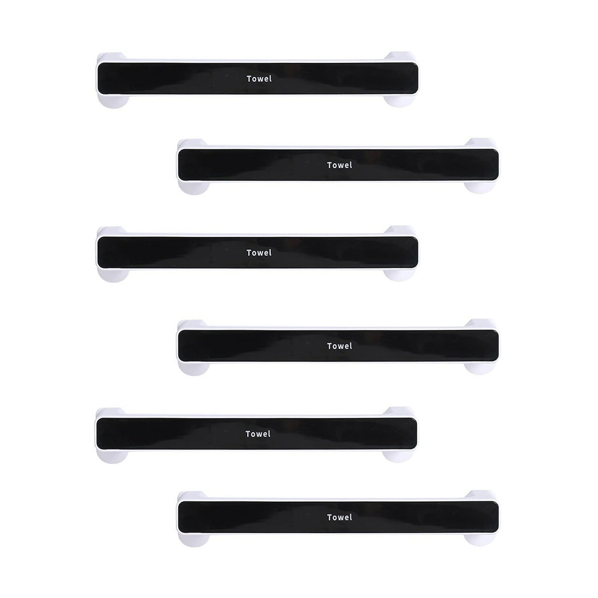 Kuber Industries (Set of 6) Large Self-Adhesive Bathroom Towel Holder & Hanger - Rod & Stand for Kitchen, Washroom without Drilling - Black