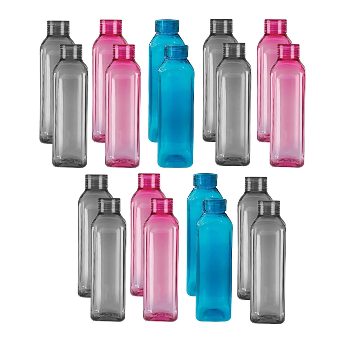 Kuber Industries BPA Free Plastic Water Bottles | Unbreakable, Leak Proof, 100% Food Grade Plastic | For Kids & Adults | Refrigerator Plastic Bottle Set of 6|Assorted (Pack Of 3)