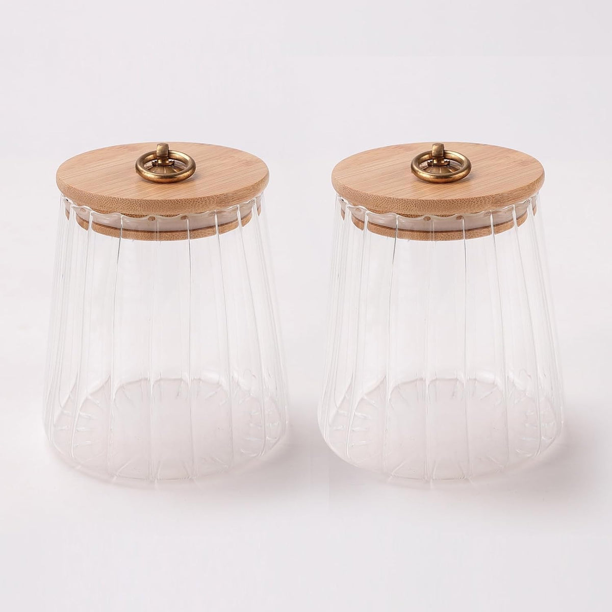 Heart Home Borosilicate Glass Jar with Bamboo Lid | Kitchen Organizer Items & Storage | Multi-utility, Leakproof, Airtight Storage Jar for Cookies, Snacks, Tea, Coffee, Sugar | Set of 2 (620ml)