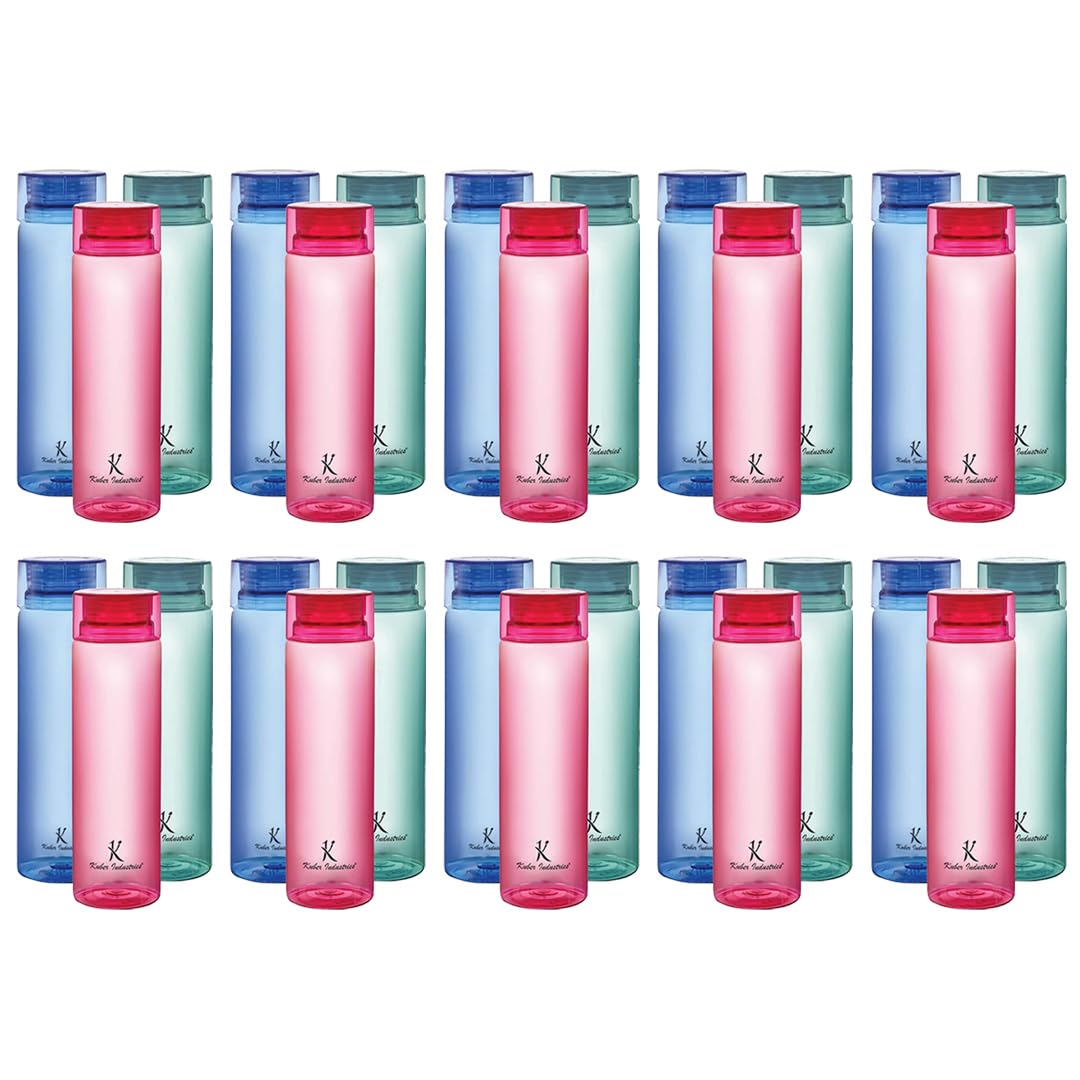 Kuber Industries Set of 6 Plastic Water Bottle | 1 Litre Round Plastic Water Bottle | Refrigerator Safe and BPA free PET Water Bottle |Perfect For School College Work Gym | Pack of 5 | Multicolour