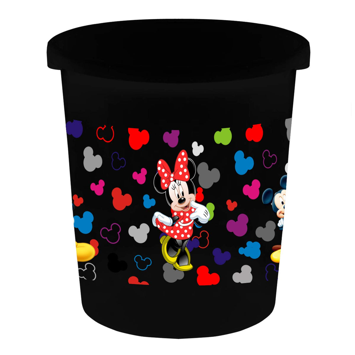 Kuber Industries Disney Team Mickey Print Plastic Open Dustbin|Recycling Bin for Home|Size 22 x 22 x 24 CM|Capicity 5 Liters (Black) -HS_35_KUBMARTS17333