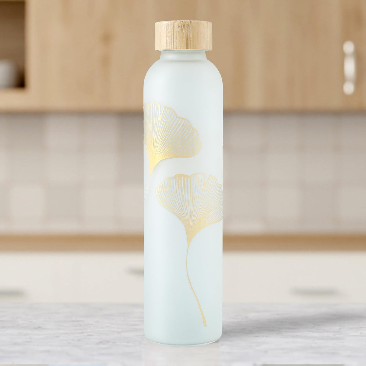 The Better Home Borosilicate Glass Water Bottle with Sleeve (500ml) | Non Slip Silicon Sleeve & Bamboo Lid | Fridge Water Bottles for Men, Women (Golden)