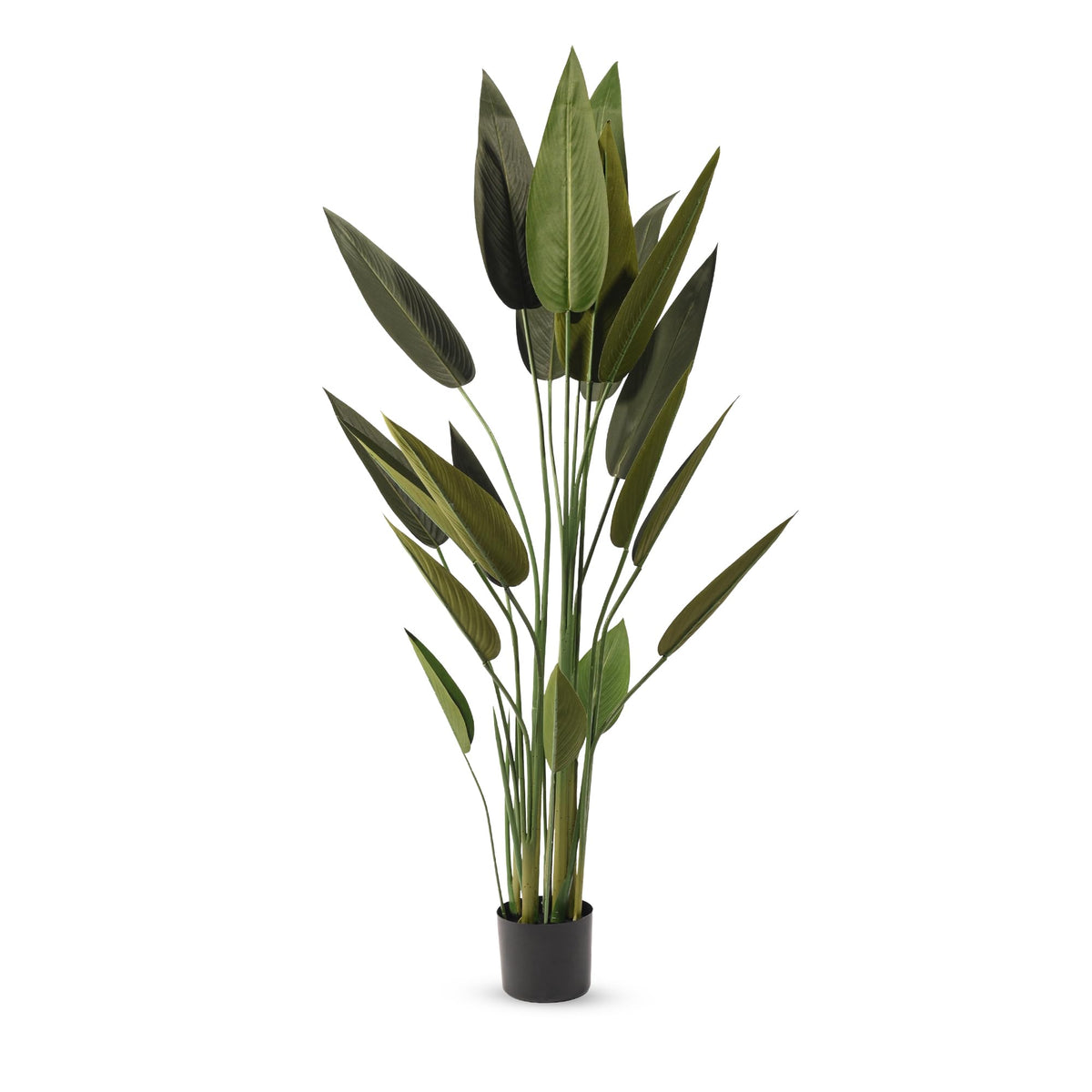 Kuber Industries Bird of Paradise Artificial Tree | Artificial Silk Palm Tree | 140 CM Tropical Palm Tree with 20 Leaves | Faux Plants with Pot | Plastic | Green