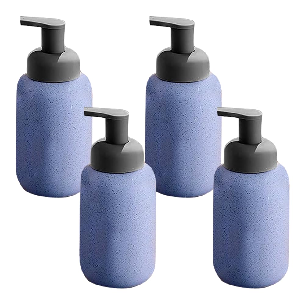 The Better Home 400ml Dispenser Bottle - Blue (Set of 4) | Ceramic Liquid Dispenser for Kitchen, Wash-Basin, and Bathroom | Ideal for Shampoo, Hand Wash, Sanitizer, Lotion, and More