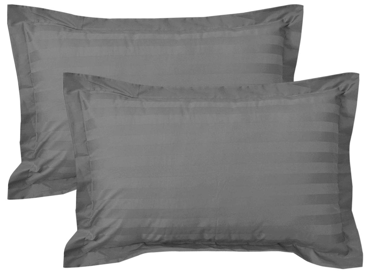 Kuber Industries otton Luxurious Satin Striped Pillow Cover|Ideal 17x27 Inch Size|Soft & Smooth Cotton|Pack of 2 (Grey)-CTKTC040327