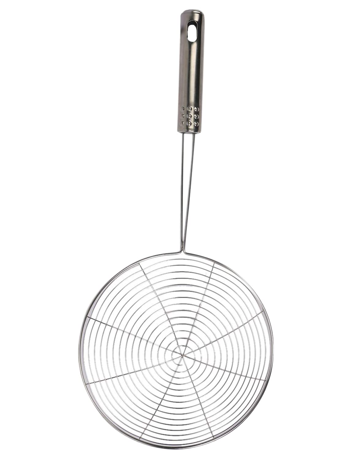 Kuber Industries Multiuses Stainless Steel Deep Fry Jhara Skimmer Puri Strainer with Handle, 16Cm (Silver), Standard, (49Km035), 36 x 16 x 1 Centimeters