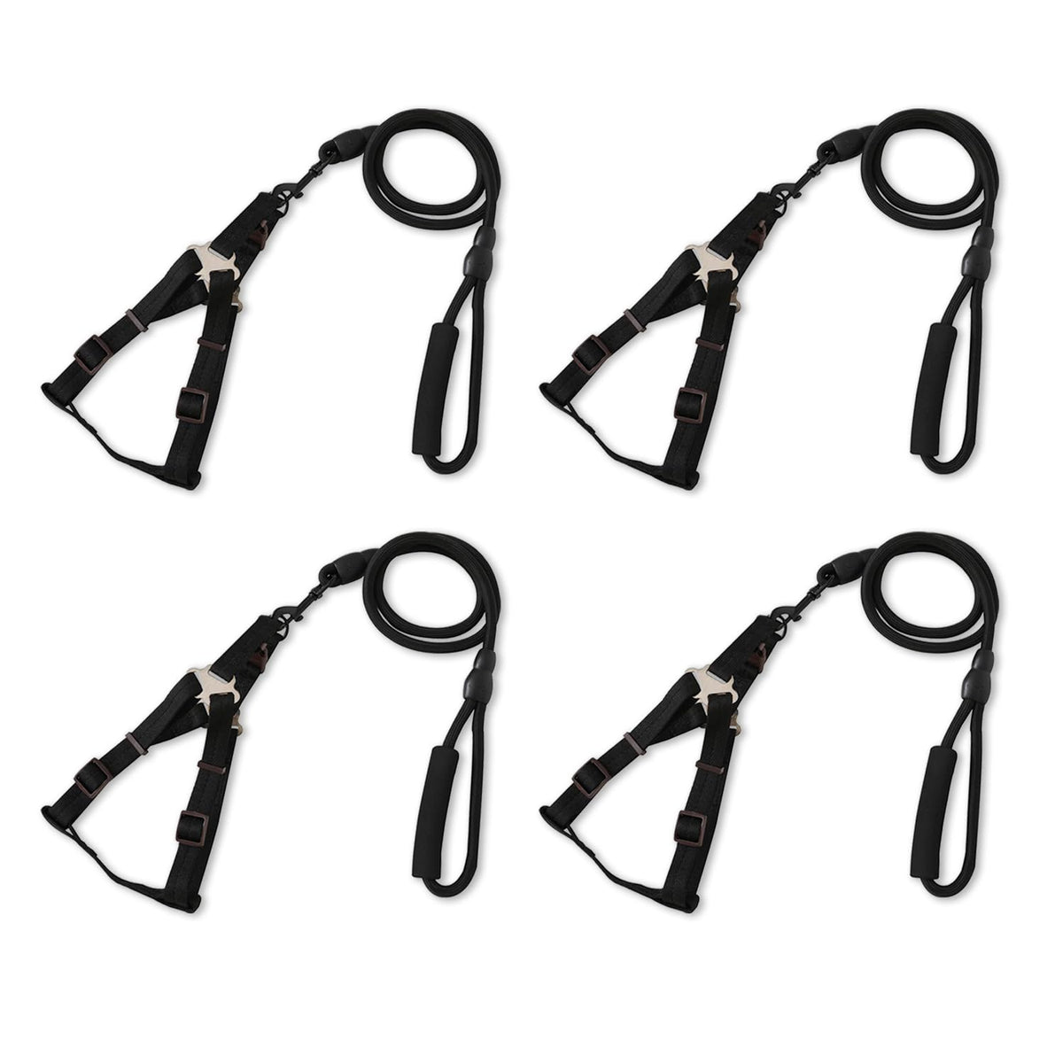 Kuber Industries Dog Harness For Medium Dogs & Leash Set|Premium Metal Hook|PDMGL-005-3|Comfortable Grip|Hand Spliced Belt For Added Strength |PDMGL-005-3|Soft Padding|Stylish Design|Black (Pack Of 4)