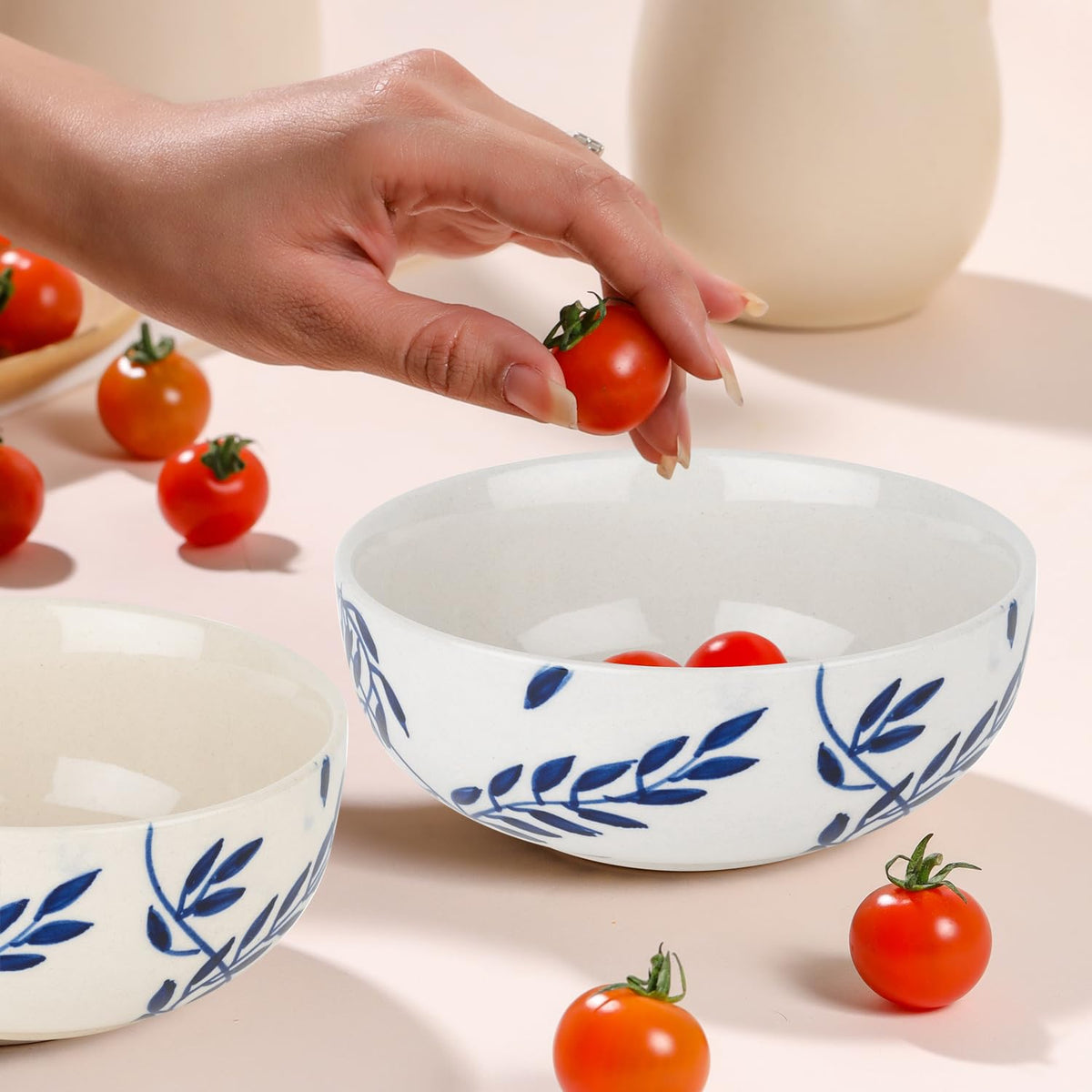 Ekhasa Ceramic Bowl Set for Kitchen (Microwave Safe, 2 Pcs, 400ml) | Ideal for Serving, Soup Bowl, Salad Bowl, Ramen Bowl, Pasta Bowl, Maggie Bowl, Noodle Bowl, Rice, Oats, Fruit Bowl