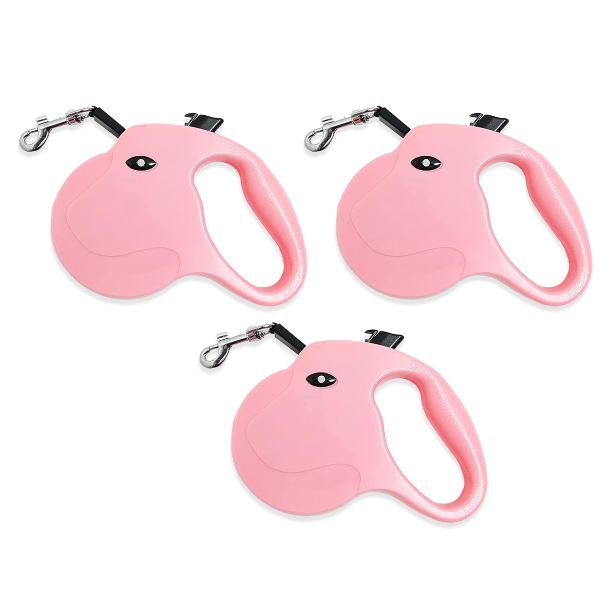 Kuber Industries Retractable Dog Leash|One Button Break with Safety Lock|Automatic & Non-Slip Handle|WINDOG-1092|Soft Padded Handle for Comfort Grip|Pet Training & Walking Accessory|Pink (Pack of 3)
