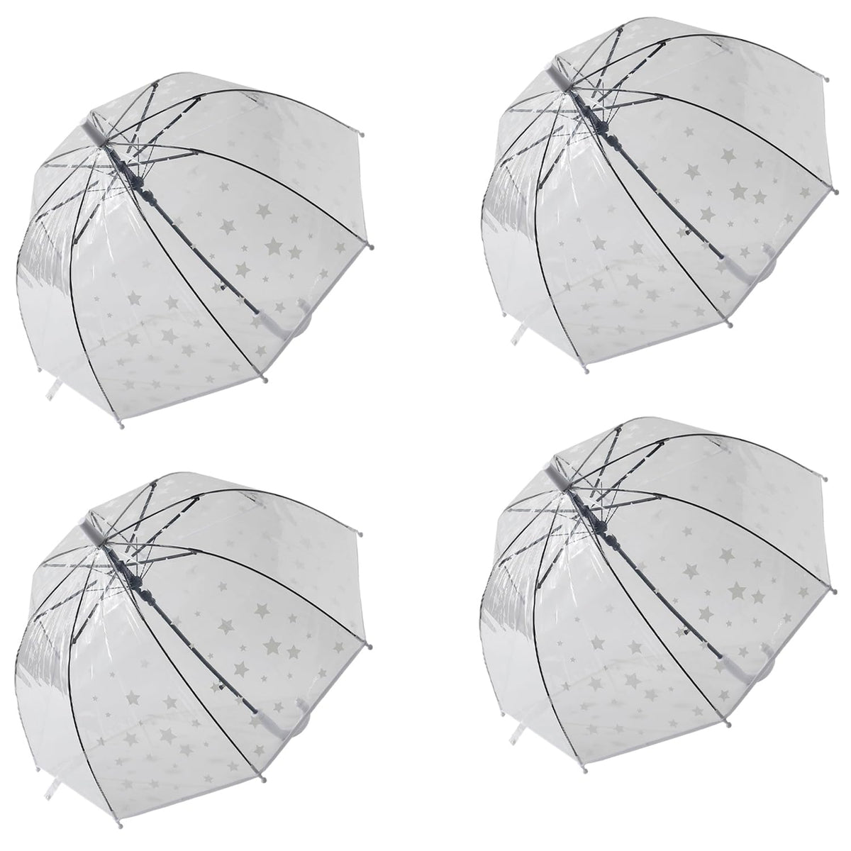 Kuber Industries Transparent Umbrella For Men & Women|Automatic Umbrella For Rain-Pack of 4 (White)