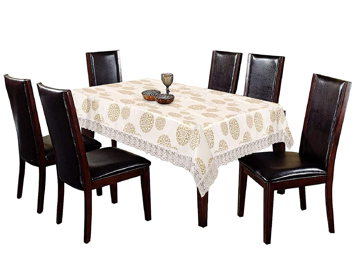 Kuber Industries PVC 6 Seater Dining Table Cover - Cream