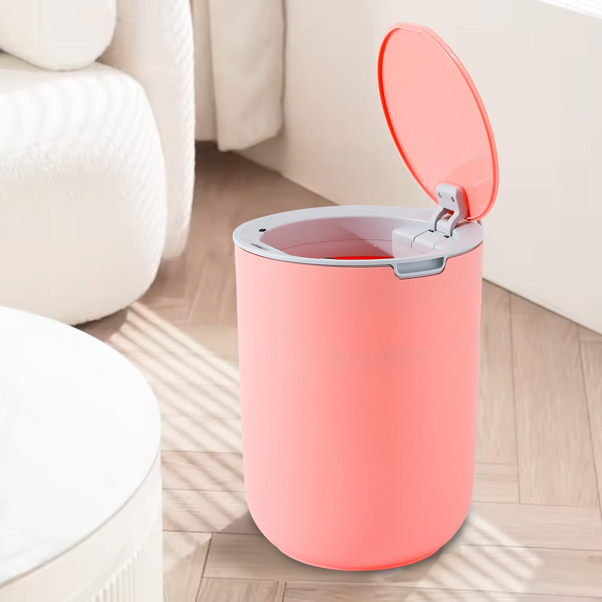 UMAI Round Smart Garbage Bin 8L | Waterproof Sensor Trash Can with Soft Close Lid | Waste Bin For Home Office Bedroom Living Room | Waste Bin for Bathroom | Dustbin For Kitchen-Pink