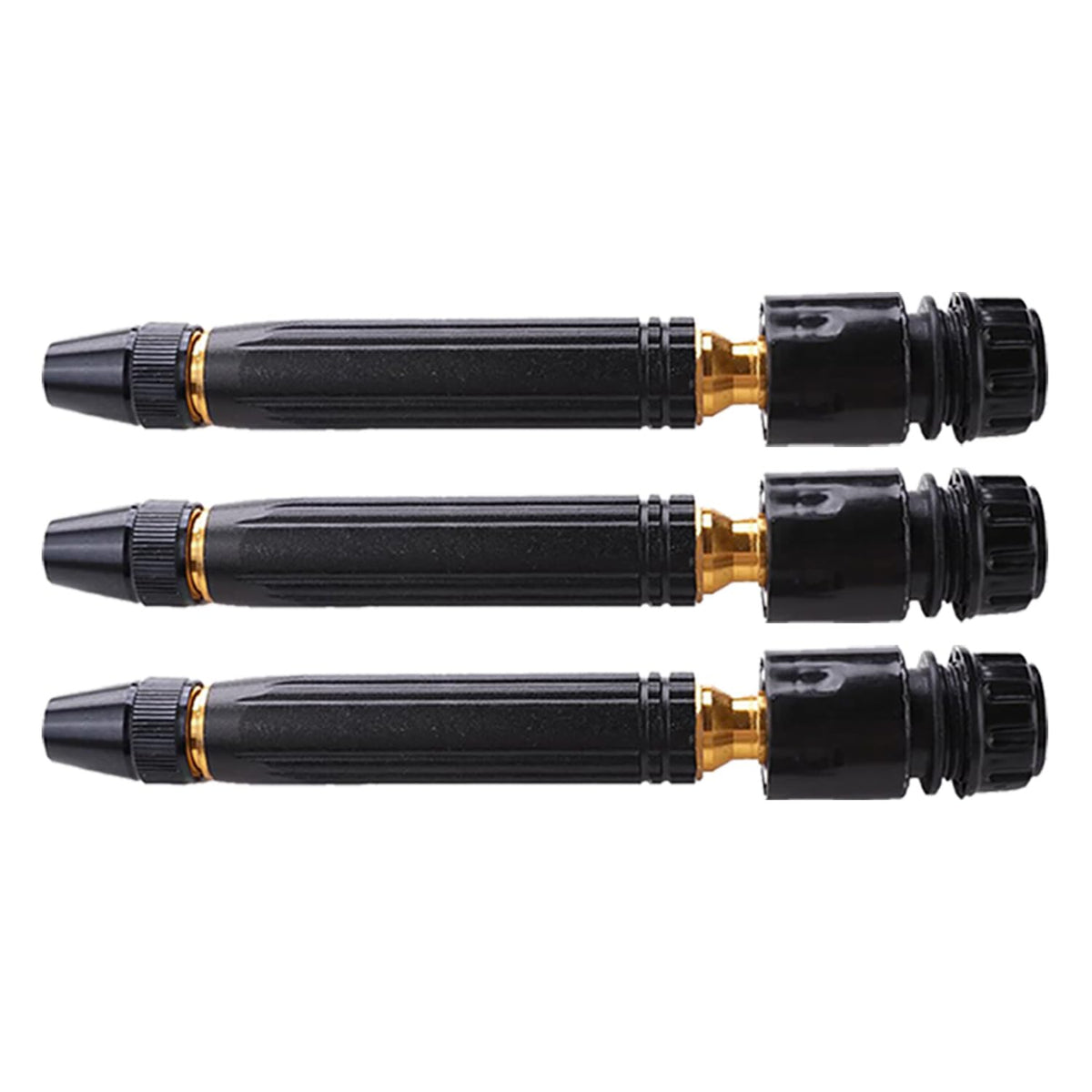 Kuber Industries Nozzle For Water Pipe|Comfortable Grip|Multiple Spray Modes|Brass Nozzle Water Spray Gun For ½” Water Pipe|Ideal Pipe Nozzle For Car Wash,Gardening,& Other Uses|Black (Pack Of 3)