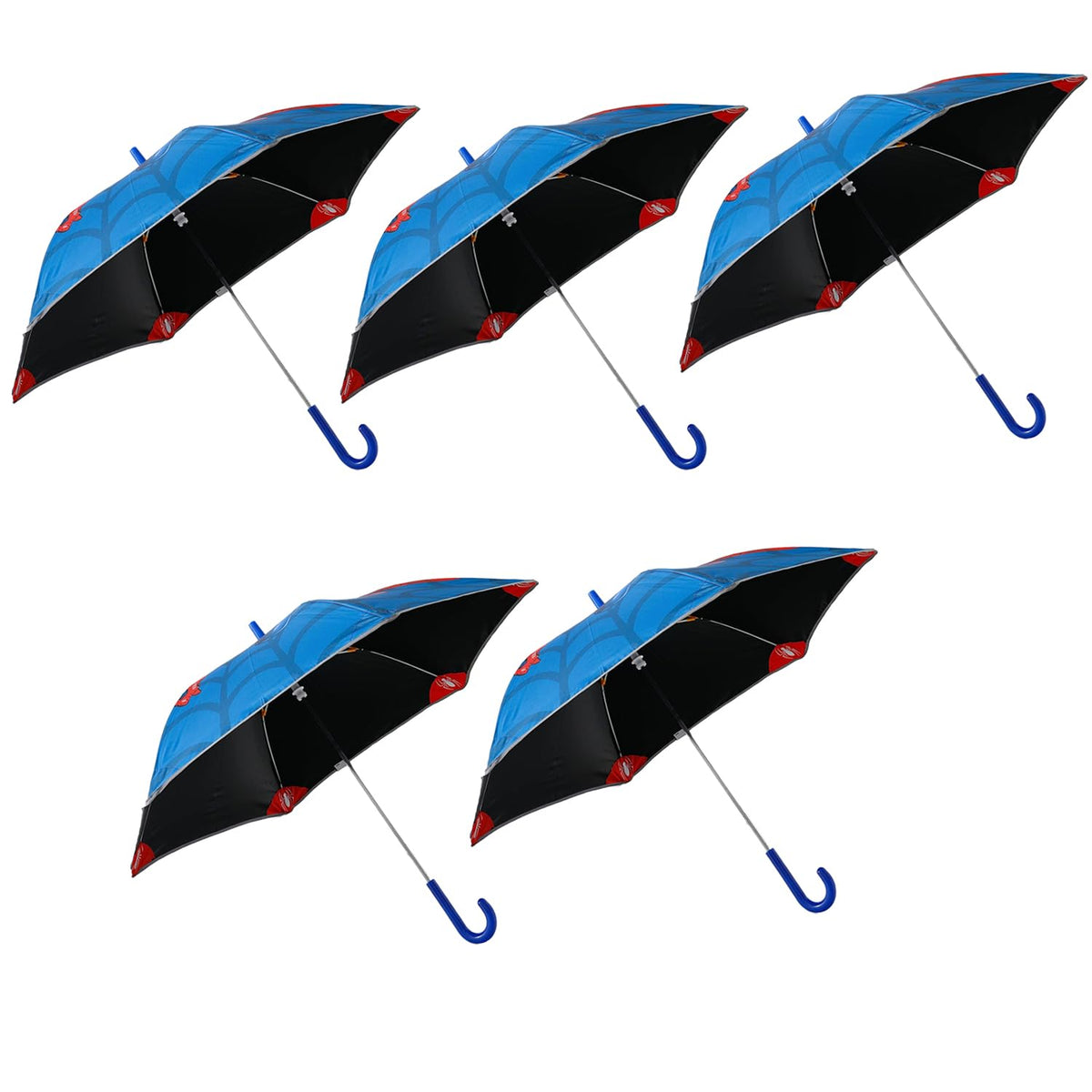 Kuber Industries Marvel Spidermen Print Umbrella For Kids|Automatic Umbrella For Rain-Pack of 5 (Blue)