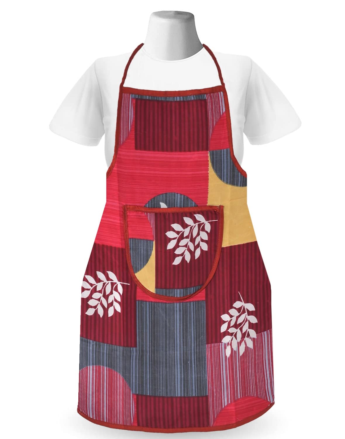 Kuber Industries Apron For Men And Woman|Waterproof Apron For Kitchen|Designer Front Pocket|Adjustable Neck strap & Waist Belt|Unisex Size Standard|RED