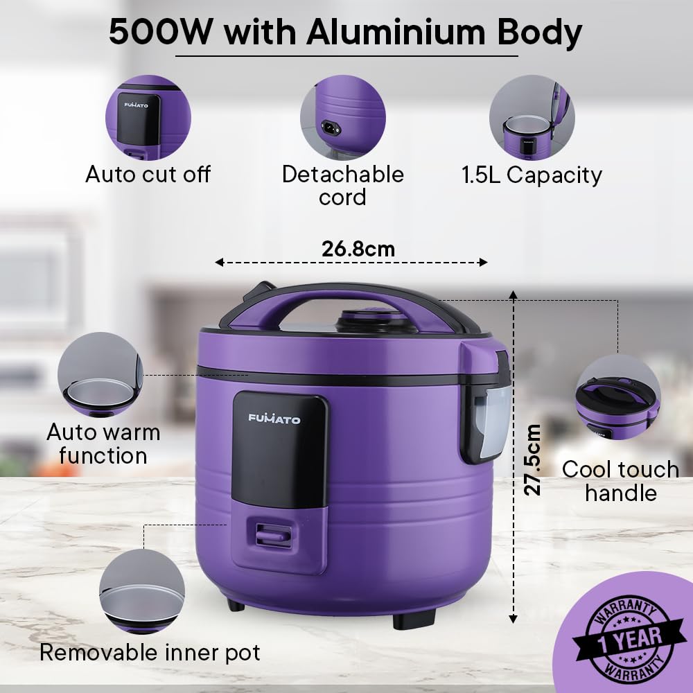 Electric Rice Cooker 1.5 L | Smart Touch Control | Auto Warm Function ...