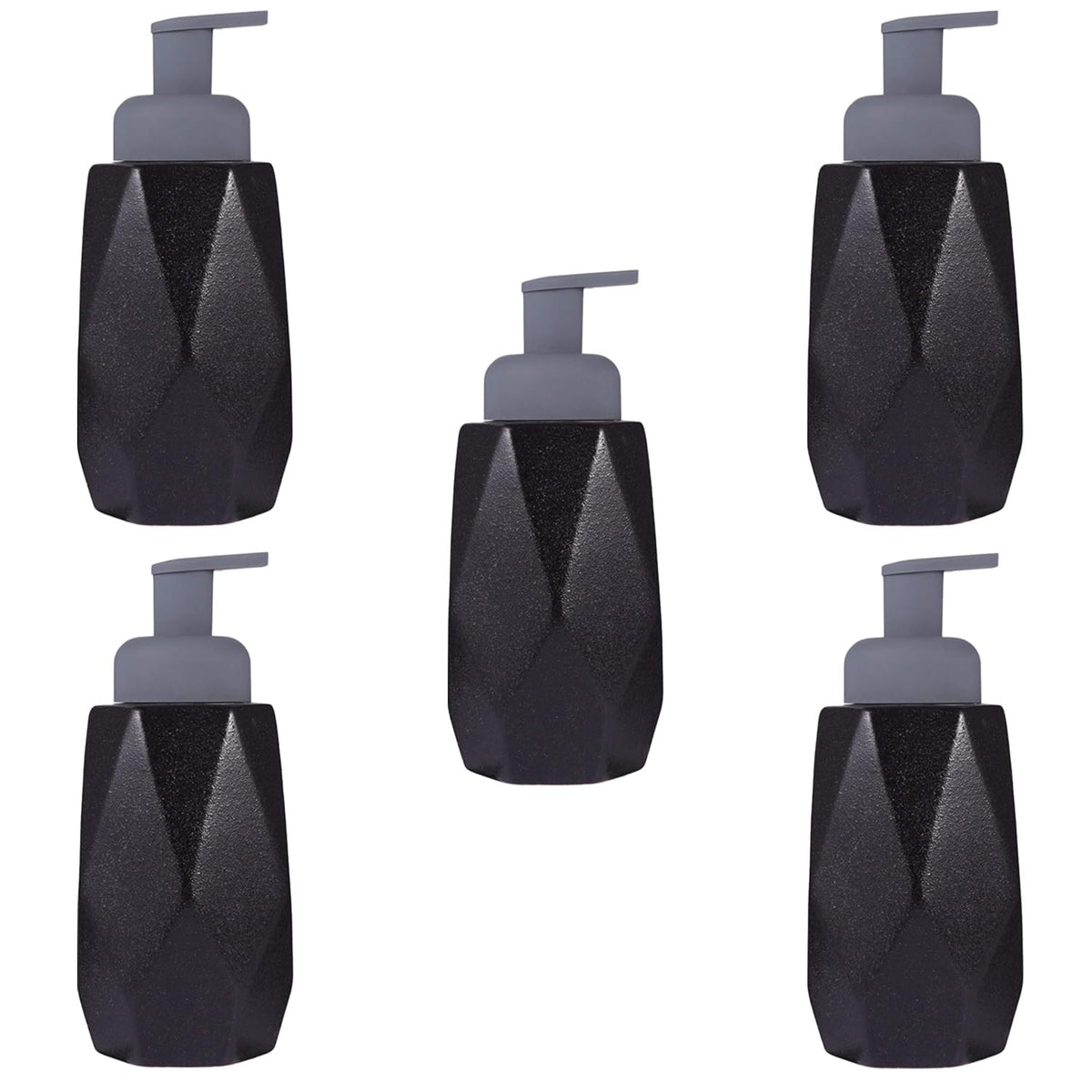 Kuber Industries Liquid Soap Dispenser | Handwash Soap Dispenser | Soap Dispenser for Wash Basin | Shampoo Dispenser Bottle | Bathroom Dispenser Bottle | Pack of 5 | JY00015 | 400 ml | Black
