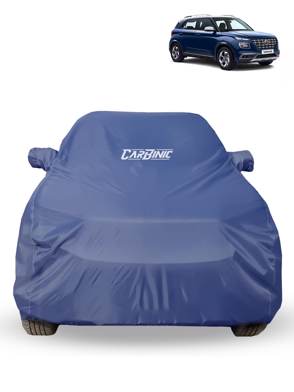 CARBINIC Car Body Cover for Volkswagen Polo 2022 | Water Resistant, UV Protection Car Cover | Scratchproof Body Shield | All-Weather Cover | Mirror Pocket & Antenna | Car Accessories Dusk Blue