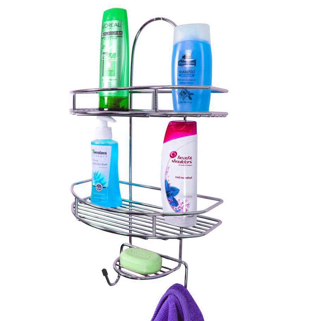 Plantex 5 In 1 Stainless Steel Multipurpose Shelf/Holder For Kitchen & Bathroom-Regular(Pack Of 1), Showers, Silver