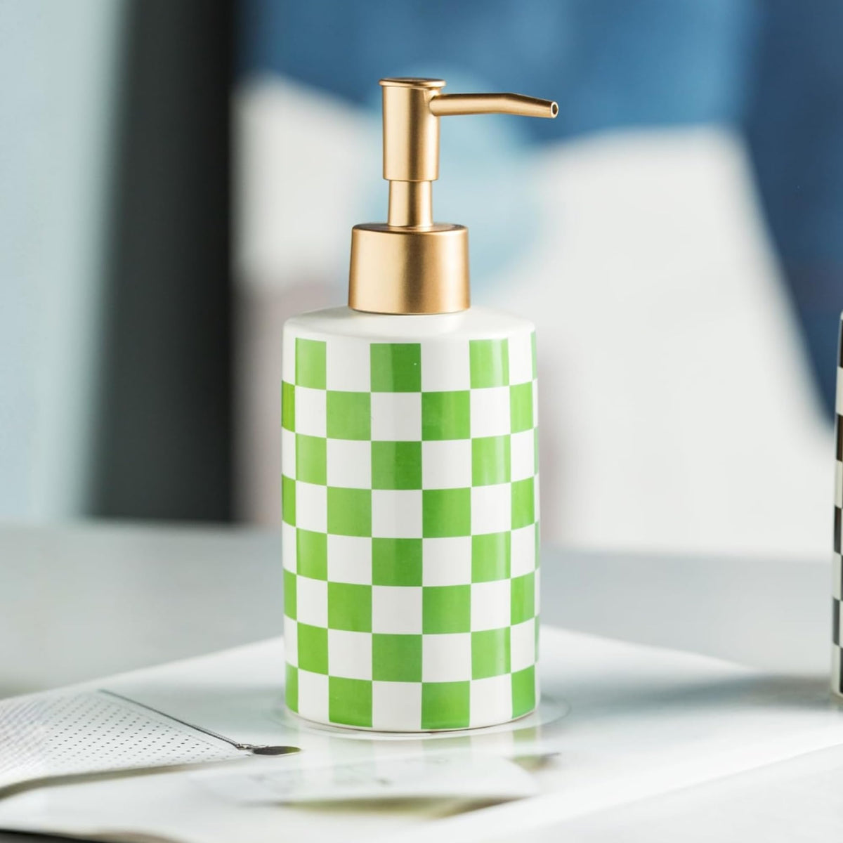 The Better Home 310ML Green Ceramic Soap Dispenser for Bathroom | Bathroom Accessories | Handwash Dispenser | Liquid Soap Dispenser for Kitchen | Handwash Bottle | Hand Wash Dispensers Pump