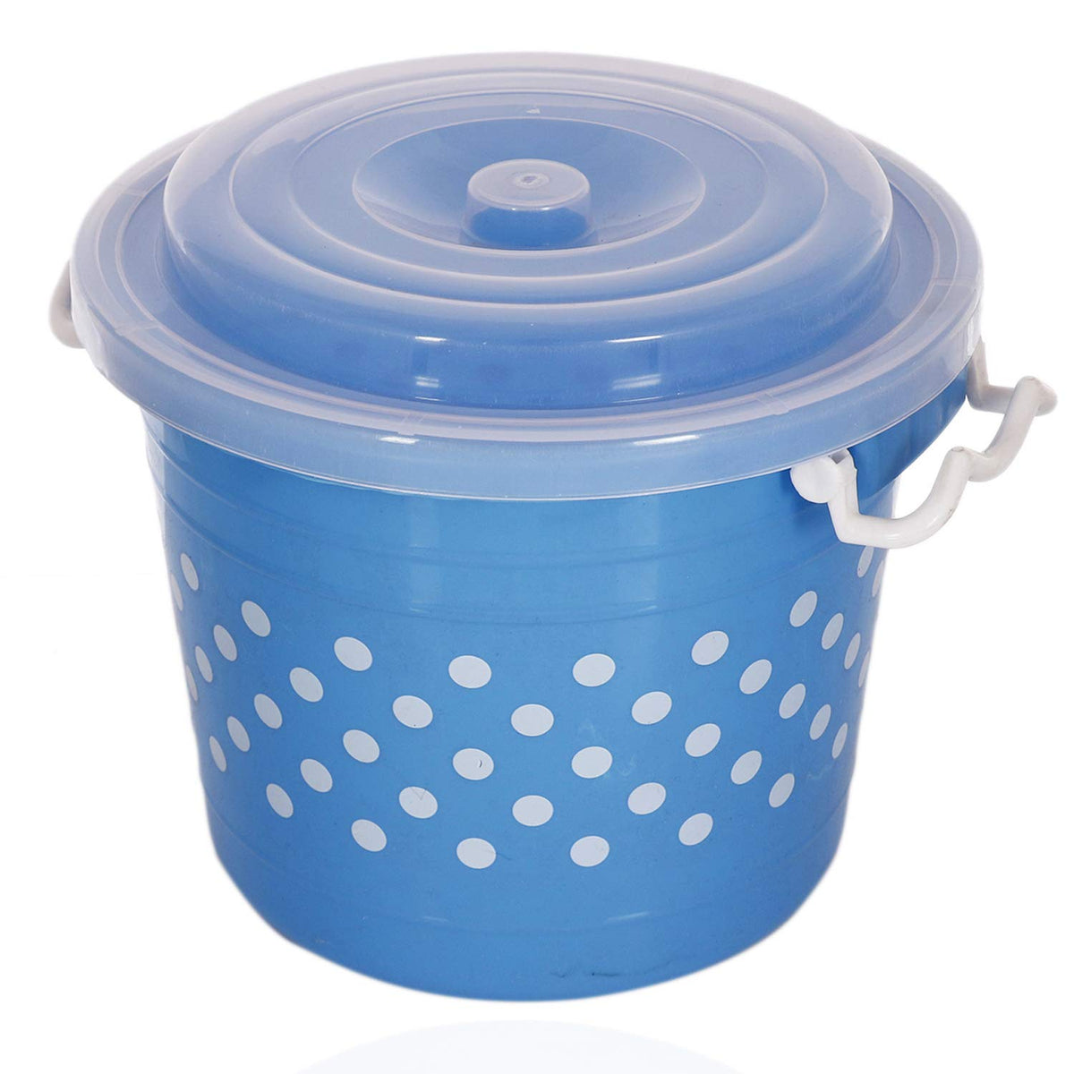 Heart Home Dots Design Virgin Plastic Multipurpose Kitchen Storage Container With Side Lock-Handle,16 Ltrs (Blue) - CTHH16520