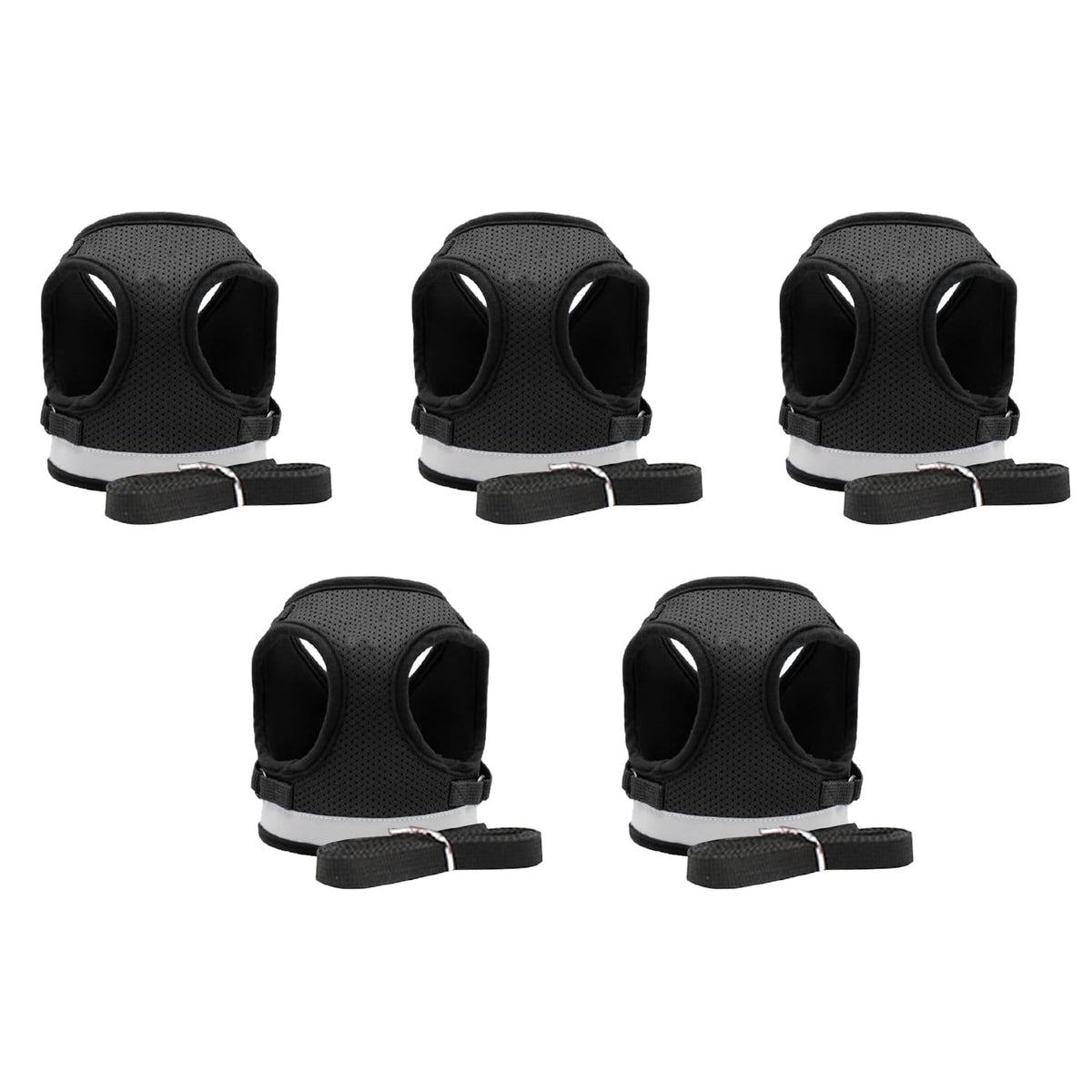 Kuber Industries Reflective Dog Harness with Adjustable Leash|Breathable Polyester Mesh Fabric |Large Size|HT-844|Comfortable No-Pull Grip|Quick Release Buckles|Easy On-Off Harness|Black (Pack of 5)