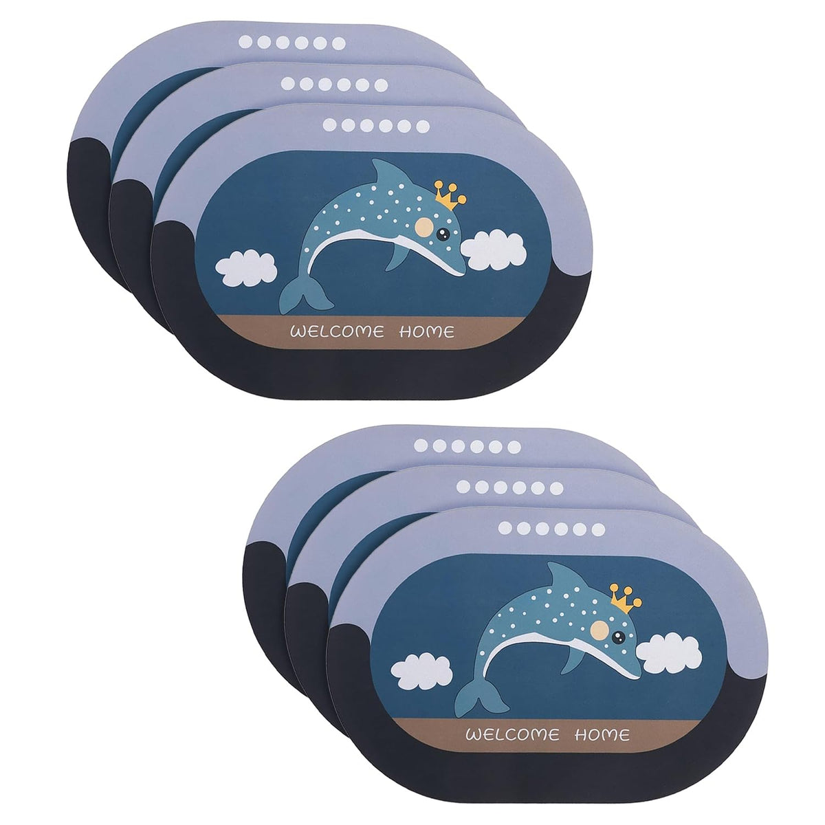 Kuber Industries Bath Mat | PVC Bathroom Mat | Shower Bath Mat | Floor Tub Mat | Diatom Mud Oval Mat | Anti-Skid Shower Bathroom Mat | CF-220821 |Pack of 6| Multi