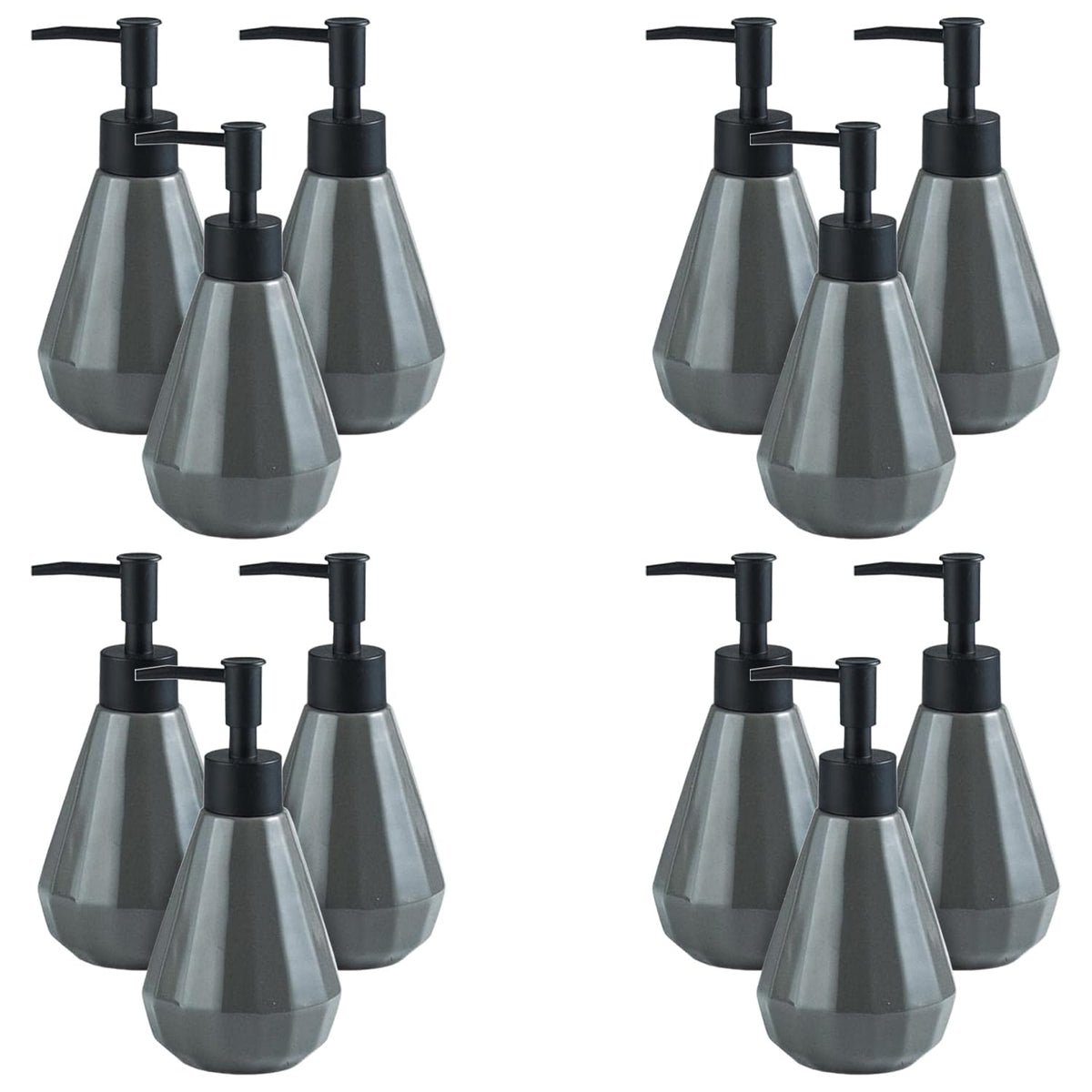 Kuber Industries Liquid Soap Dispenser | Handwash Soap Dispenser | Soap Dispenser for Wash Basin | Shampoo Dispenser Bottle | Bathroom Dispenser Bottle | 12 Piece | Pack of 4 | 250 ml | Gray