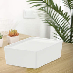 Kuber Industries Multipurpose Sturdy Cloth Storage Box/Basket with Lid-Pack of 4 (White)