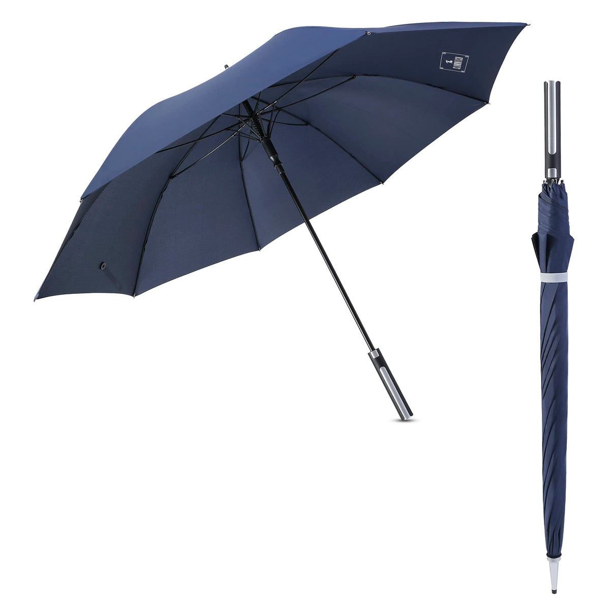 THE CLOWNFISH Umbrella Brianna Series Single Fold Auto Open Straight Handle Waterproof Pongee Umbrellas For Men and Women (Navy Blue)