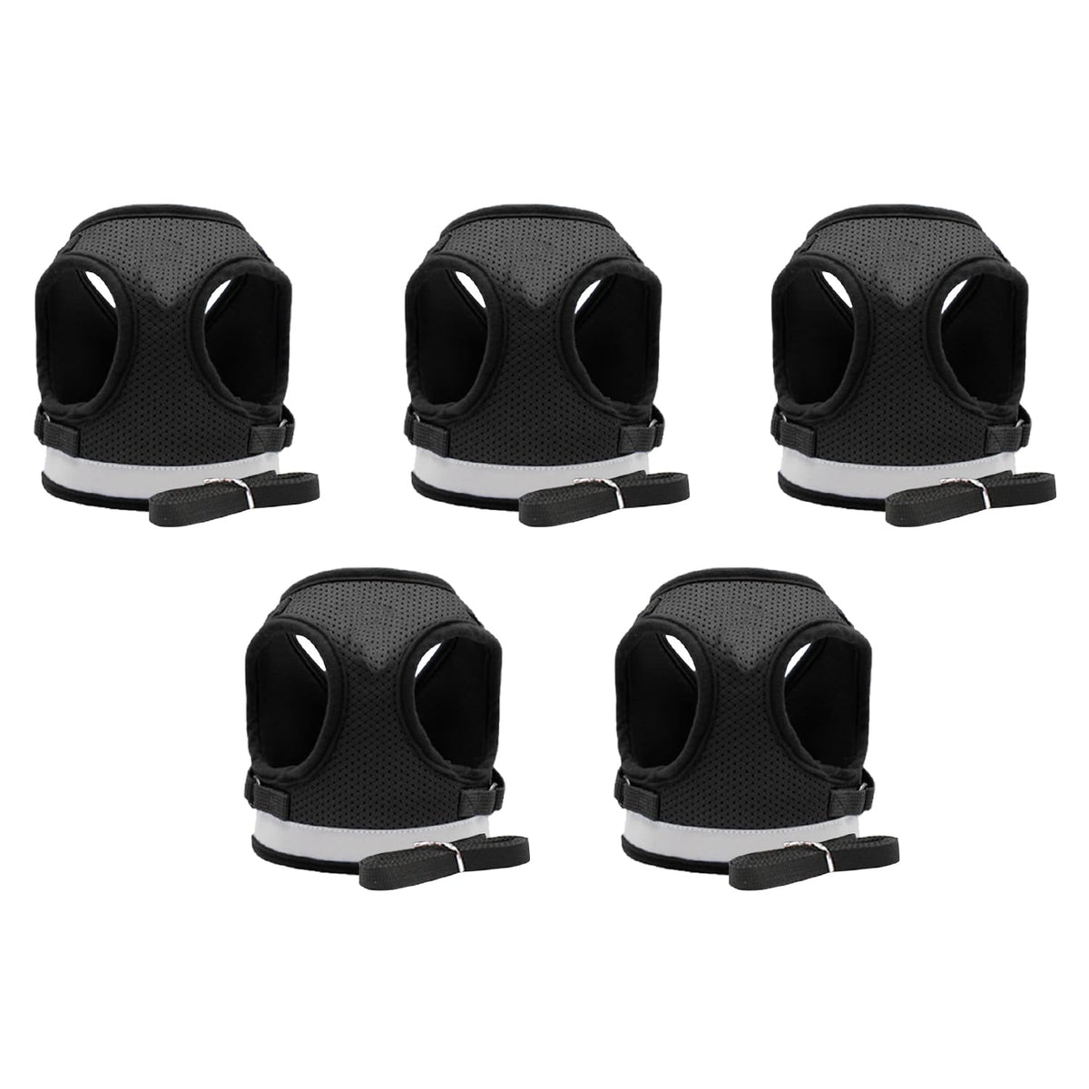 Kuber Industries Reflective Dog Harness With Adjustable Leash|Breathable Polyester Mesh Fabric |XL Size|HT-844|Comfortable No-Pull Grip|Quick Release Buckles|Easy On-Easy Off Harness|Black (Pack Of 5)