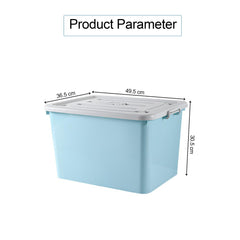 Kuber Industries Pack of 5 Rectangular Storage Box | Storage Box with Lid and Double Side Handles | Stackable Storage Box with Wheel | YN6258 | Blue