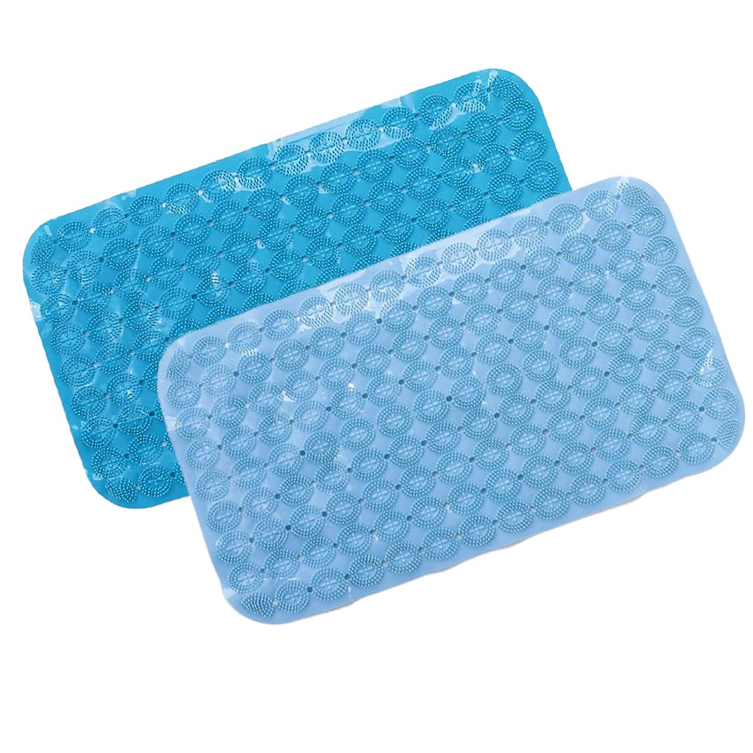 SAVYA HOME Anti Skid Bath Mat for Bathroom, Mat for Kitchen, Mat for Shower area, Bathtub Mats| Bath Mat, Machine Washable Floor Mat (67x37 cm)| Light Blue & Light Blue