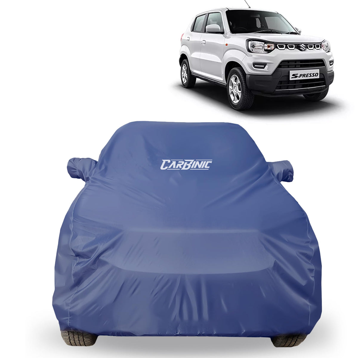 CARBINIC Car Body Cover for Maruti S-Presso 2019 | Water Resistant, UV Protection Car Cover | Scratchproof Body Shield Dustproof All-Weather Cover with Mirror Pocket | Car Accessories