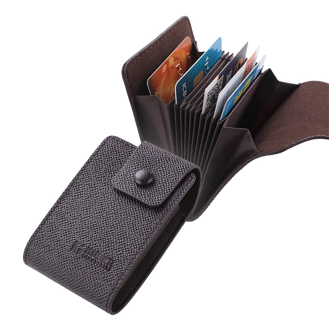 Kuber Industries Card Holder Wallet for Men Women|Debit Credit Card Holder|Wallet for Id, Visiting Card, Buisness Card|Button Closure|Brown (Pack of 6)