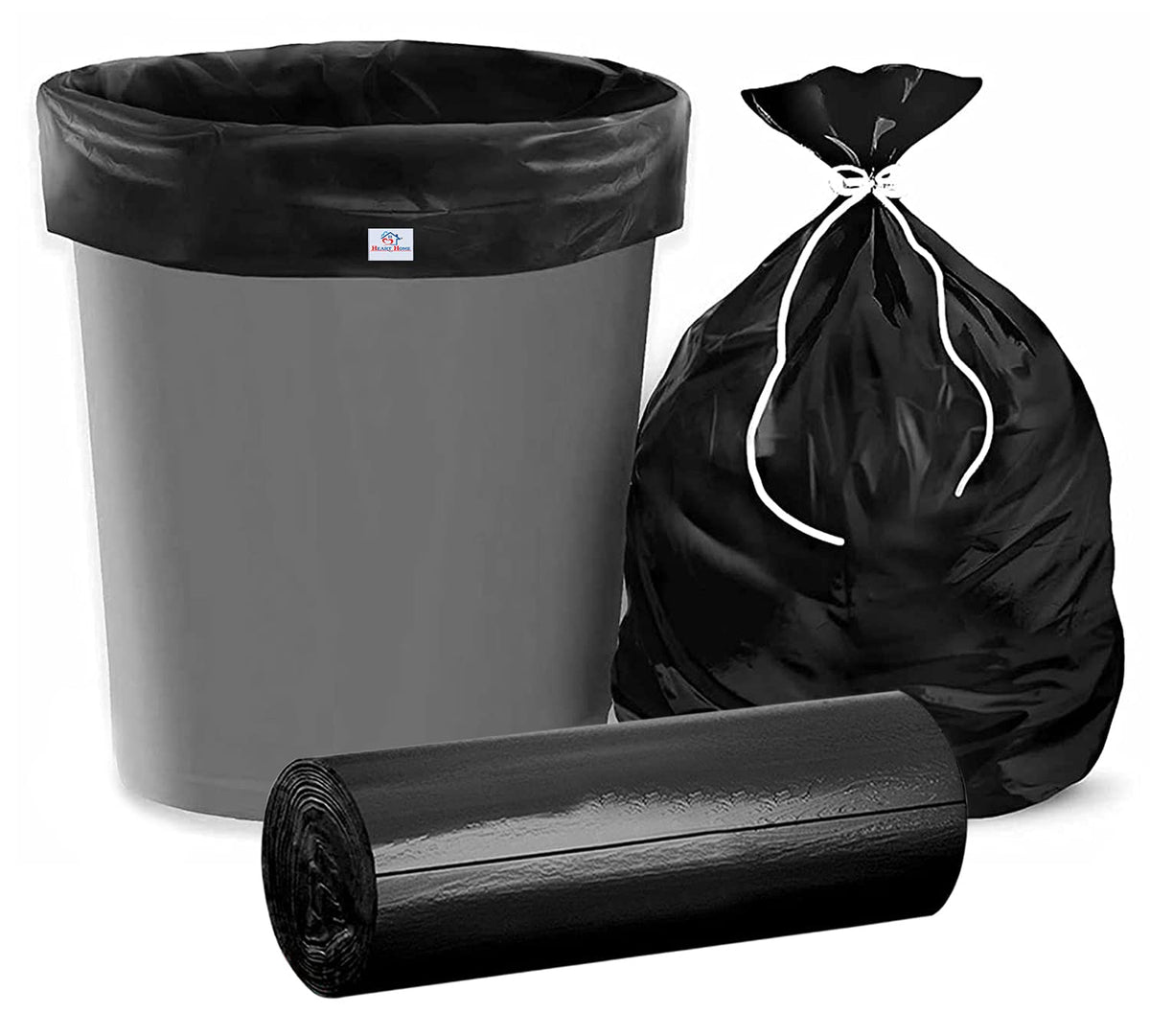 Heart Home (Medium) Eco - Friendly Dustbin Bags - (30 Pcs) Leakproof | Odour Free | Strong Garbage Bags - For Trash And Waste - Dustbin Covers For Kitchen And Pantry (21 x 19 Inches) (Black)