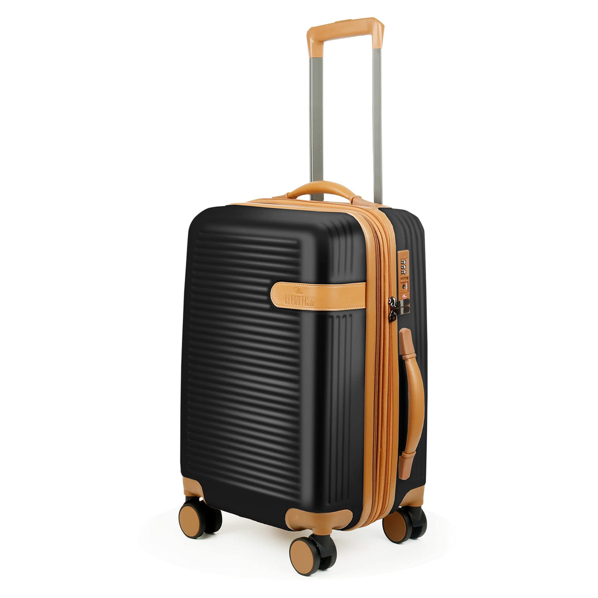 THE CLOWNFISH Kenzo Series Expandable Luggage ABS & Polycarbonate Exterior Hard Case Suitcase Eight Wheel Trolley Bag with TSA Lock- Black (Medium Size, 63 cm-25 inch)